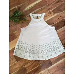 Skylar & Jade small light‎ Tan Faux Suede Sleeveless cut out Tank Top Coachella